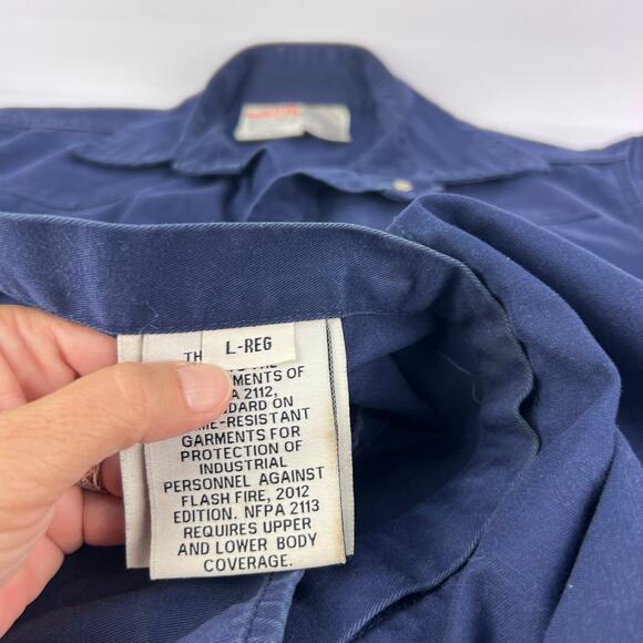 Rasco L FR Fire Resistant Light Snap Up Navy Men's Utility Work Wear NR755 CAT2 - Picture 5 of 14